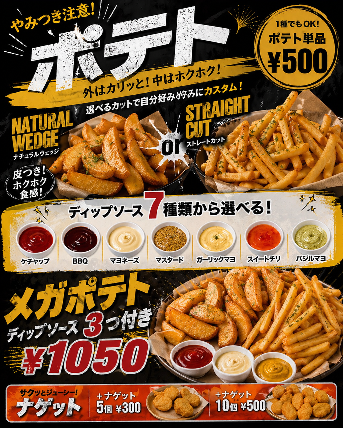 ポテトメニューを紹介するInstagram投稿